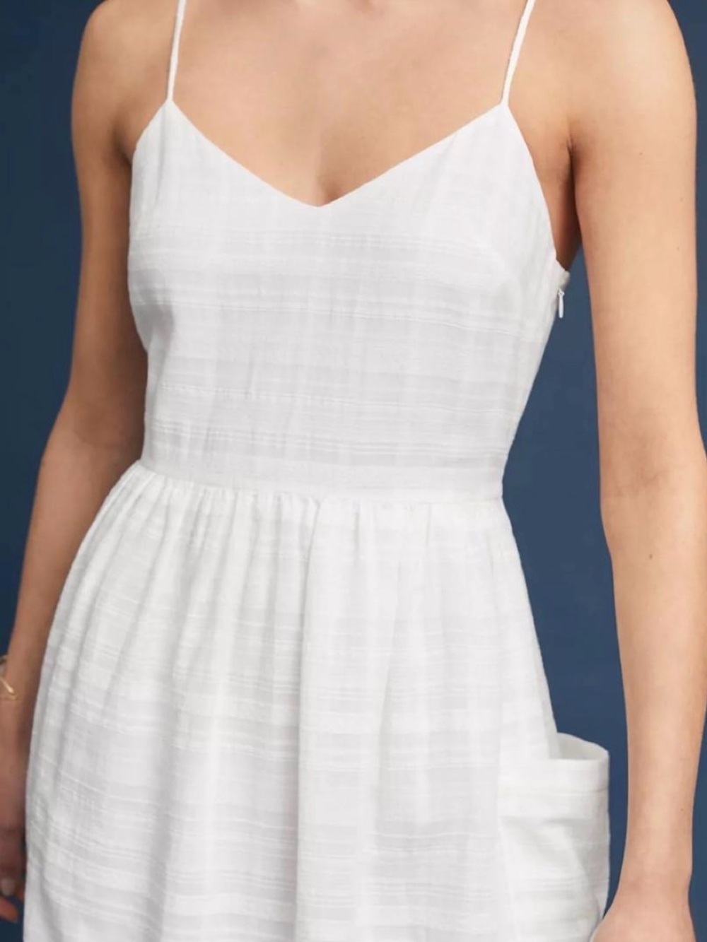 Mara Hoffman White Textured Spaghetti-Strap Midi Dress. Size small